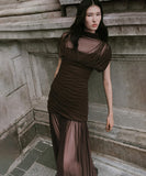 Sexy Mesh See-Through High-Waist Dress Flattering Silhouette With Stretch Comfort For Nightlife