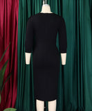 Fashionable Solid Color Round Neck Figure Hugging Dress