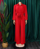 Fashion Long Sleeve Solid Color High Waist Plus Size Romper