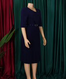 Stylish Large V-Neck Pleated Dress in Vibrant Solid Colors