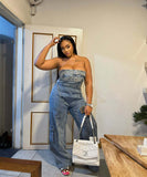 Women?€?s High-Waisted Denim Jumpsuit in Hip-Hop Style