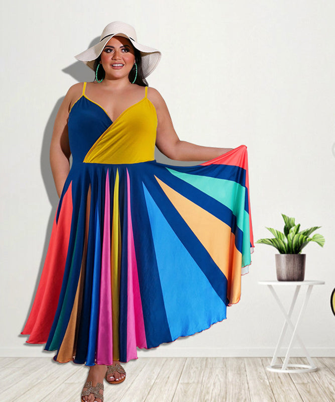 Effortless Style Irregular Multicolor Dress With Large Swing Flair