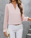 Ladies Blended Chiffon Long Sleeve Solid Color Blouse