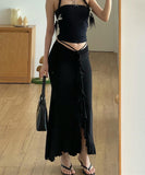 Low Waist Pleated Leaf Edge Half Length Skirt for Women