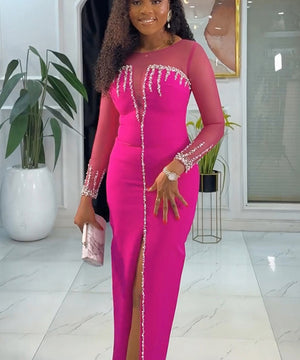 Glamorous See Through Splice Split Dress