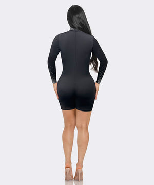 Edgy Noir Sheer Slim-Fit Jumpsuit