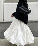 Fashionable Casual Solid Color High Waisted Balloon Skirt Beige