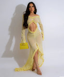 Elegant Sexy V-neck Solid Color Long-Sleeved Dress for Women