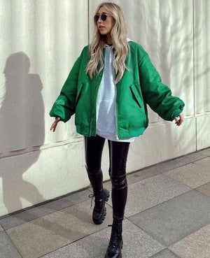 Relaxed Womens Baseball Style Jacket For Everyday Wear