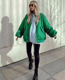 Relaxed Womens Baseball Style Jacket For Everyday Wear
