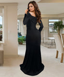 Elegant Evening Dress with Tasteful Slit and Flattering Silhouette for Modern Women