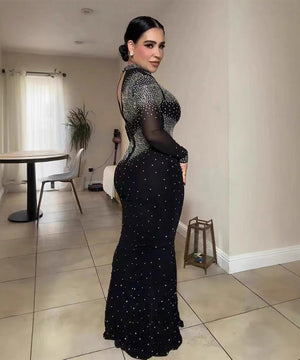 Chic Semi-High Neck Sexy Drill Skirt With Hip Wrap