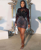 Sexy Hot Drill Feather See-Through Elastic Wrap Dress