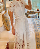 Lace Cardigan One Piece Design Single Button Closure White