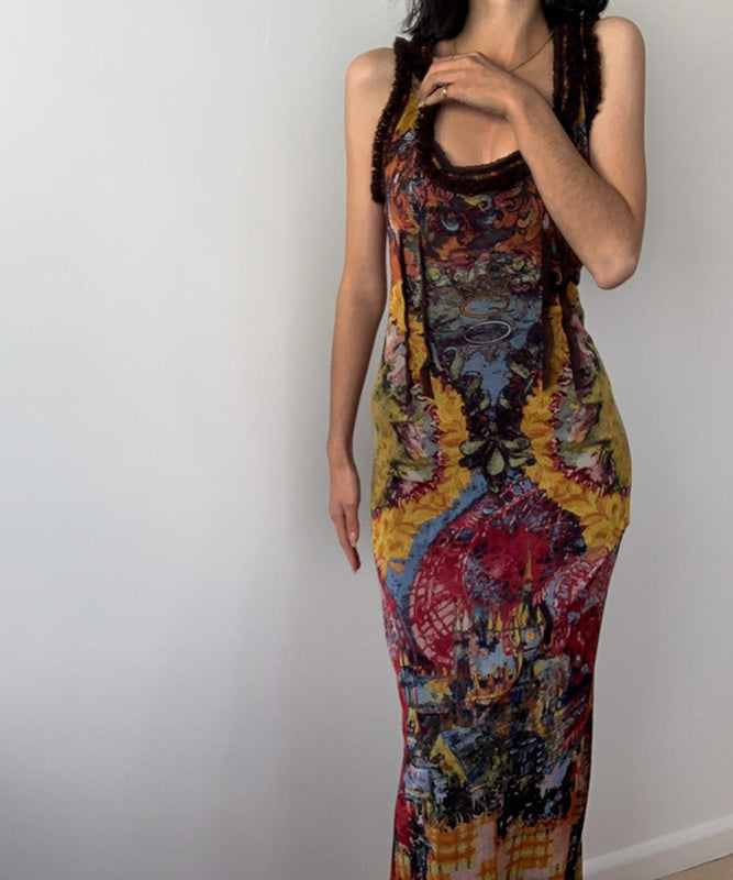 Stylish Tie-Dye Print Sexy U-Neck Slim-Fit Dress for You