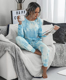 Large Size Loose Tie-Dye Long Sleeve Home Wear Set for Comfort