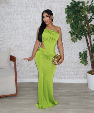 Asymmetric Pleated Slip Dress