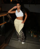 Casual Loose Leopard Print Patchwork Hoodie Pants for Women