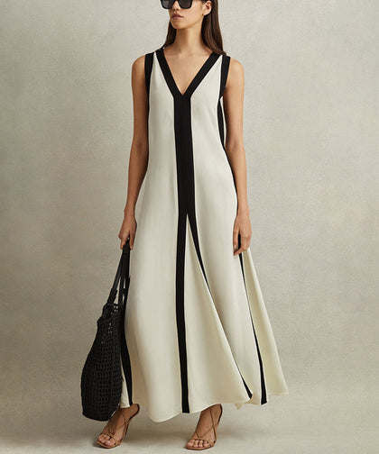 Versatile Double V-Neck Dress