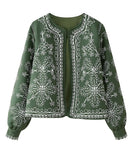 Relaxed Round Neck Printed Casual Jacket For Small Size