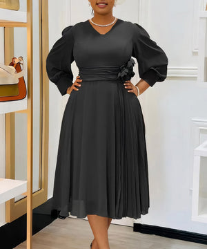 Plus Size Solid Color A-Line Dress for Effortless Style