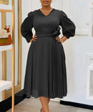 Plus Size Solid Color A-Line Dress for Effortless Style