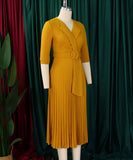 Tailored Blazer Style Dress with Pleated Front and Wide Waist Large