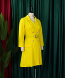High Waisted Fashionable Pleated Patchwork Mid Length Suit Dress