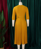 Tailored Blazer Style Dress with Pleated Front and Wide Waist Large