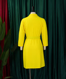 High Waisted Fashionable Pleated Patchwork Mid Length Suit Dress