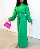 Fashion Long Sleeve Solid Color High Waist Plus Size Romper