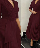 Tailored Blazer Style Dress with Pleated Front and Wide Waist Large