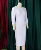 Fashionable Solid Color Round Neck Figure Hugging Dress