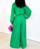 Fashion Long Sleeve Solid Color High Waist Plus Size Romper