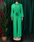 Fashion Long Sleeve Solid Color High Waist Plus Size Romper
