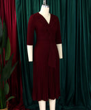 Tailored Blazer Style Dress with Pleated Front and Wide Waist Large