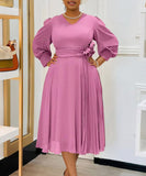 Plus Size Solid Color A-Line Dress for Effortless Style