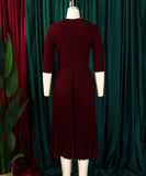 Tailored Blazer Style Dress with Pleated Front and Wide Waist Large