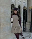 Round Neck Sleeveless Bow Dress Polyester For Women