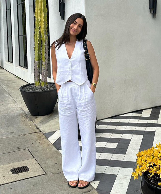 Chic Women's Sleeveless Vest and Long Pants Two-Piece Set