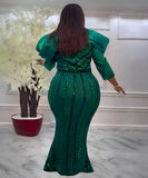 Glamorous Sexy Sequin Hip Stretch Slim-Fit Dress in Green