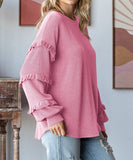 Lantern Style Dress With Lace Sleeves And Hooded Top