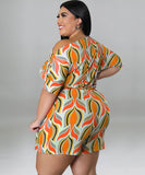 Stylish Printed One-Piece Waistband With Sloping Shoulders Design