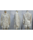 Lace Cutout Casual Long Sleeve Two Piece Polyester Set