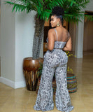 Stylish Black Two-Piece Set with Flared Trousers and Blouse
