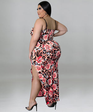 Stylish Print Halter Sexy Hip Wrap Dress for Effortless Elegance