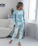 Large Size Loose Tie-Dye Long Sleeve Home Wear Set for Comfort