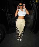 Casual Loose Leopard Print Patchwork Hoodie Pants for Women