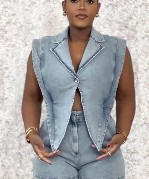 Casual Loose Denim One-Piece Shorts for Effortless Style