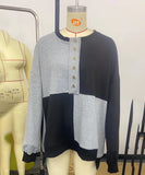Casual Patchwork Collar Long Sleeve Pullover Soft And Cozy